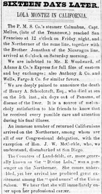 VIP Arrivals and News  May 1853.