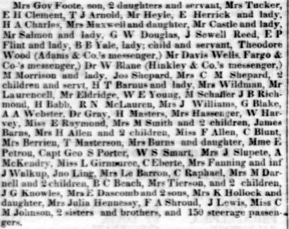 Passengers on the Golden Age December 15, 1854, Daily Alta California.