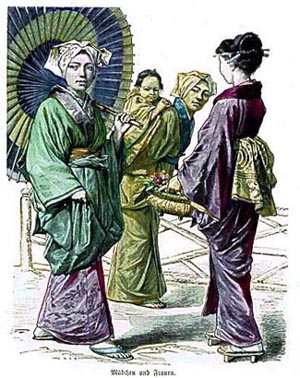 Women and Children in Japanese kimonos.